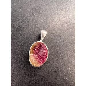 NEW Watermelon bi color sterling silver tourmaline pendant 1.32 grams